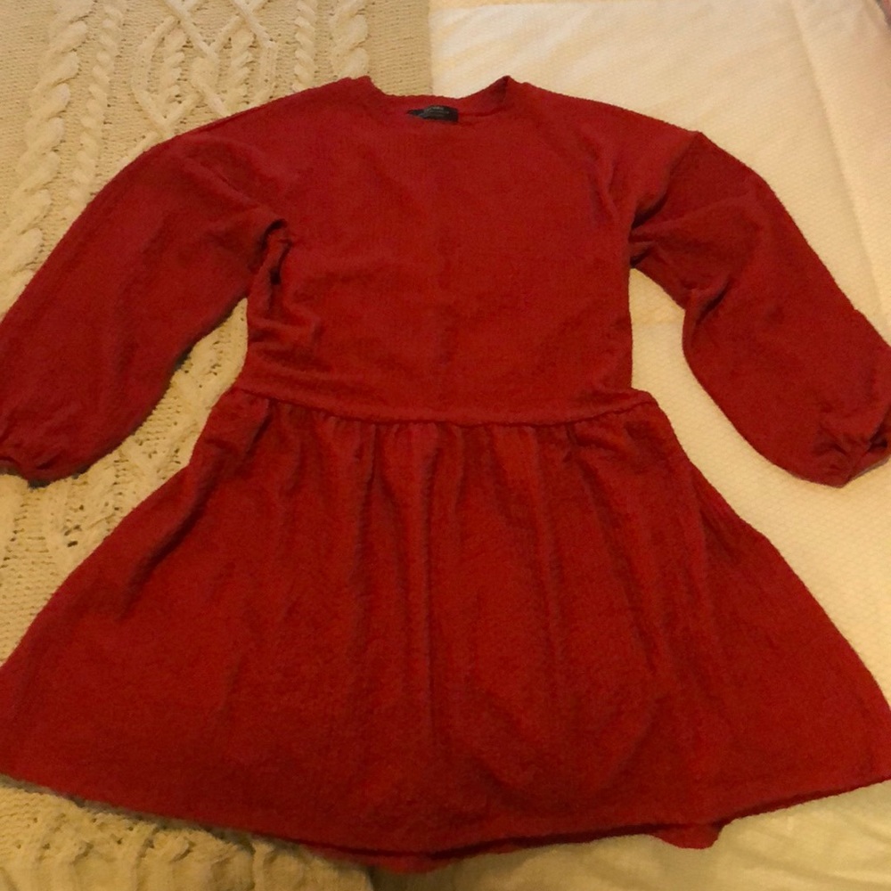 Bershka Red Puff Sleeve Dress